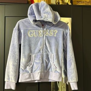 Guess fleece zip up sweater with hood